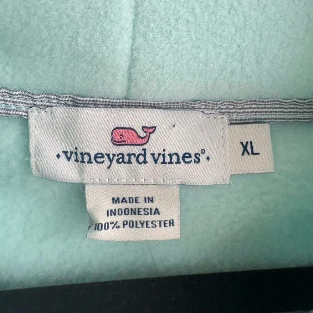 Vineyard Vines Cozy Fleece Top Funnel Neck in crystal blue (teal)